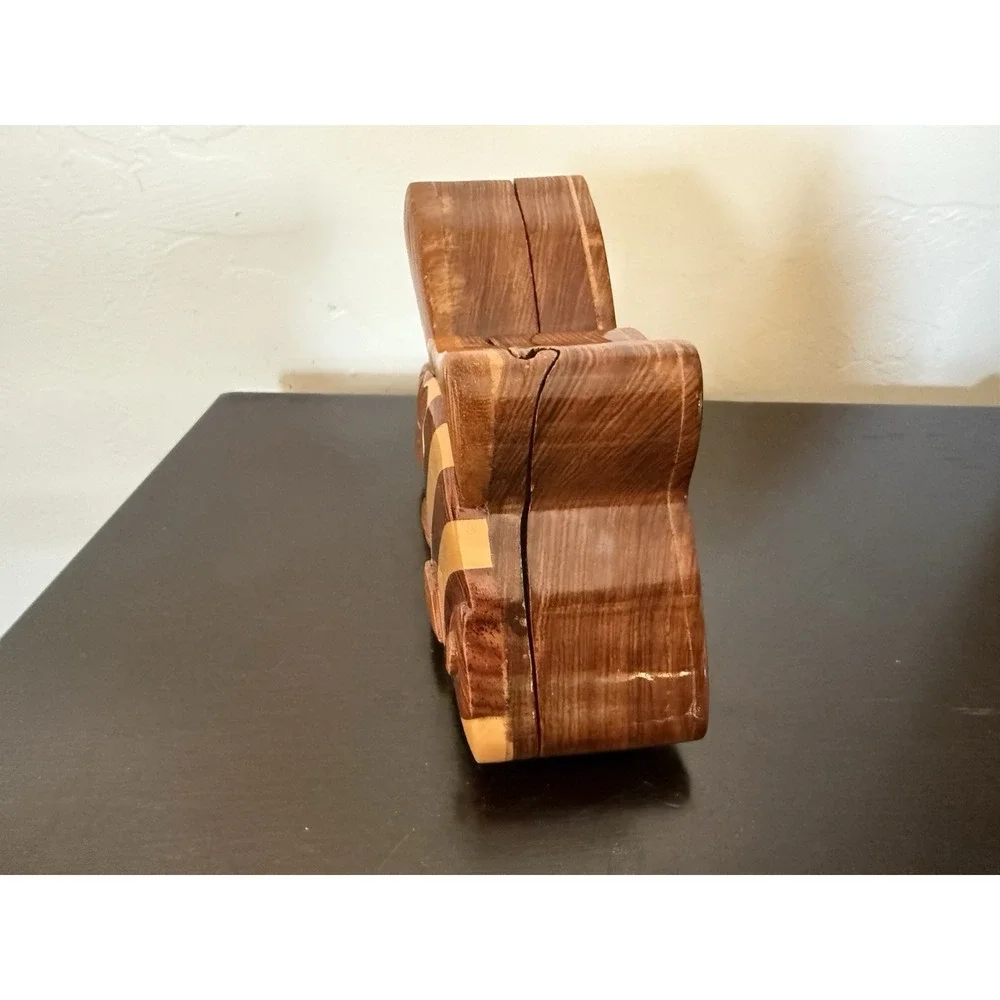 Fish- Wooden Puzzle Box Decorative Jewelry Trinket Box Handmade Vtg‎ Red Velvet